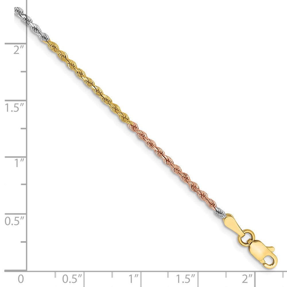 Tri-colored Diamond-cut Rope with Lobster Clasp Anklet - WBC