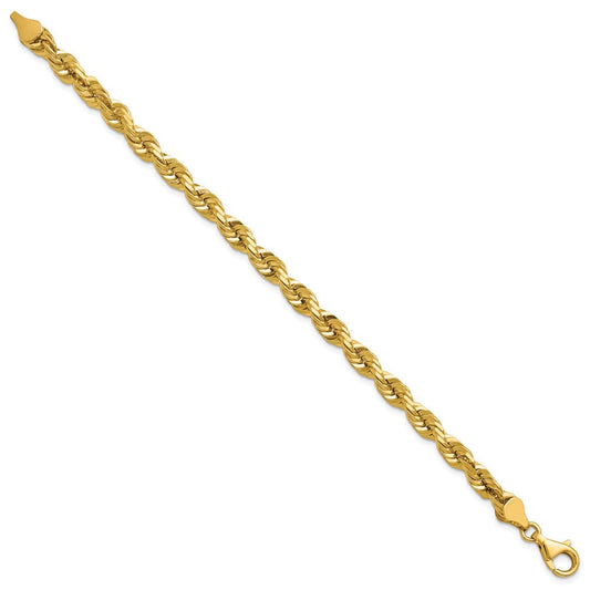 14K Solid Gold Diamond-cut Rope with Fancy Lobster Clasp Chain, 5.5mm