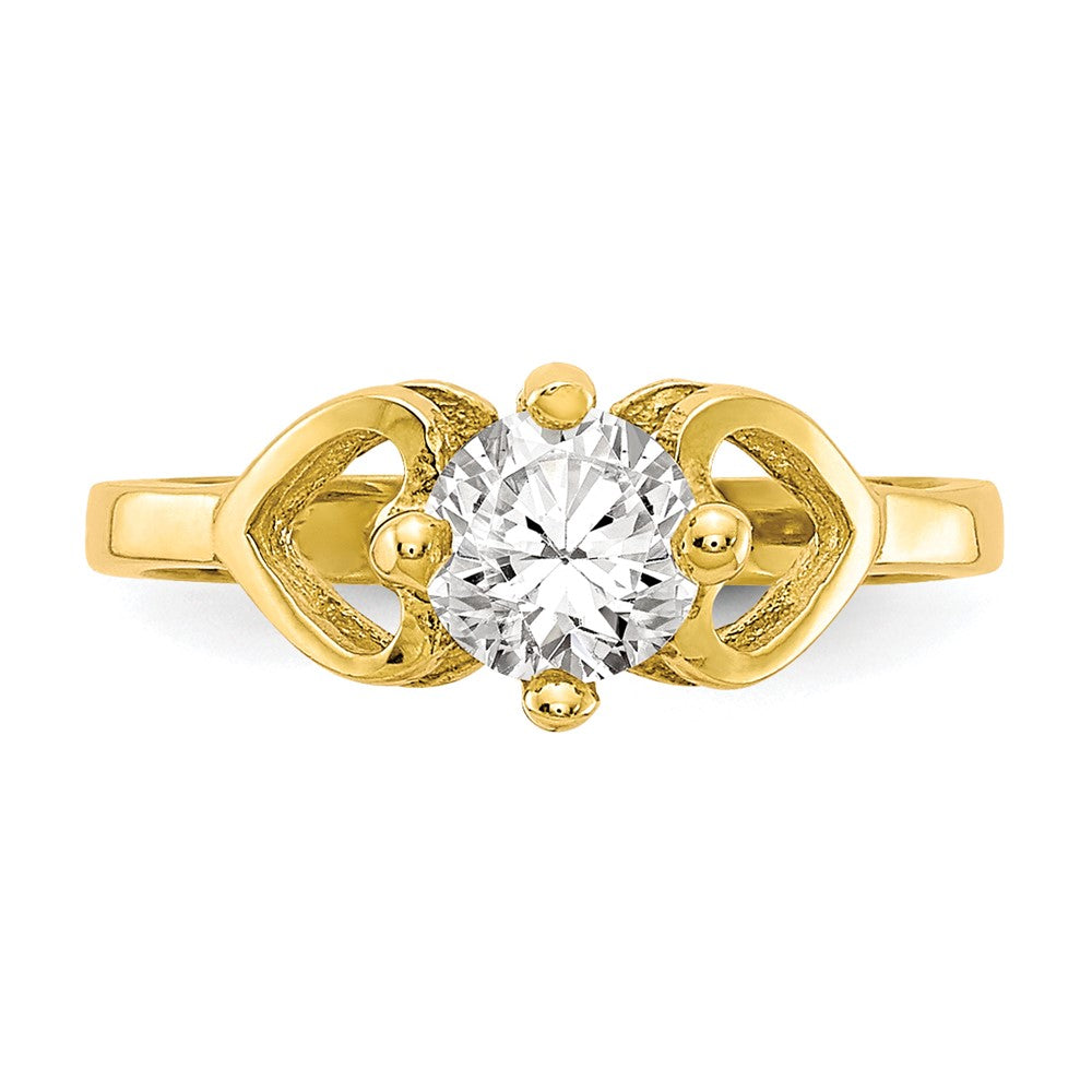 Polished CZ Hearts Baby Ring - WBC