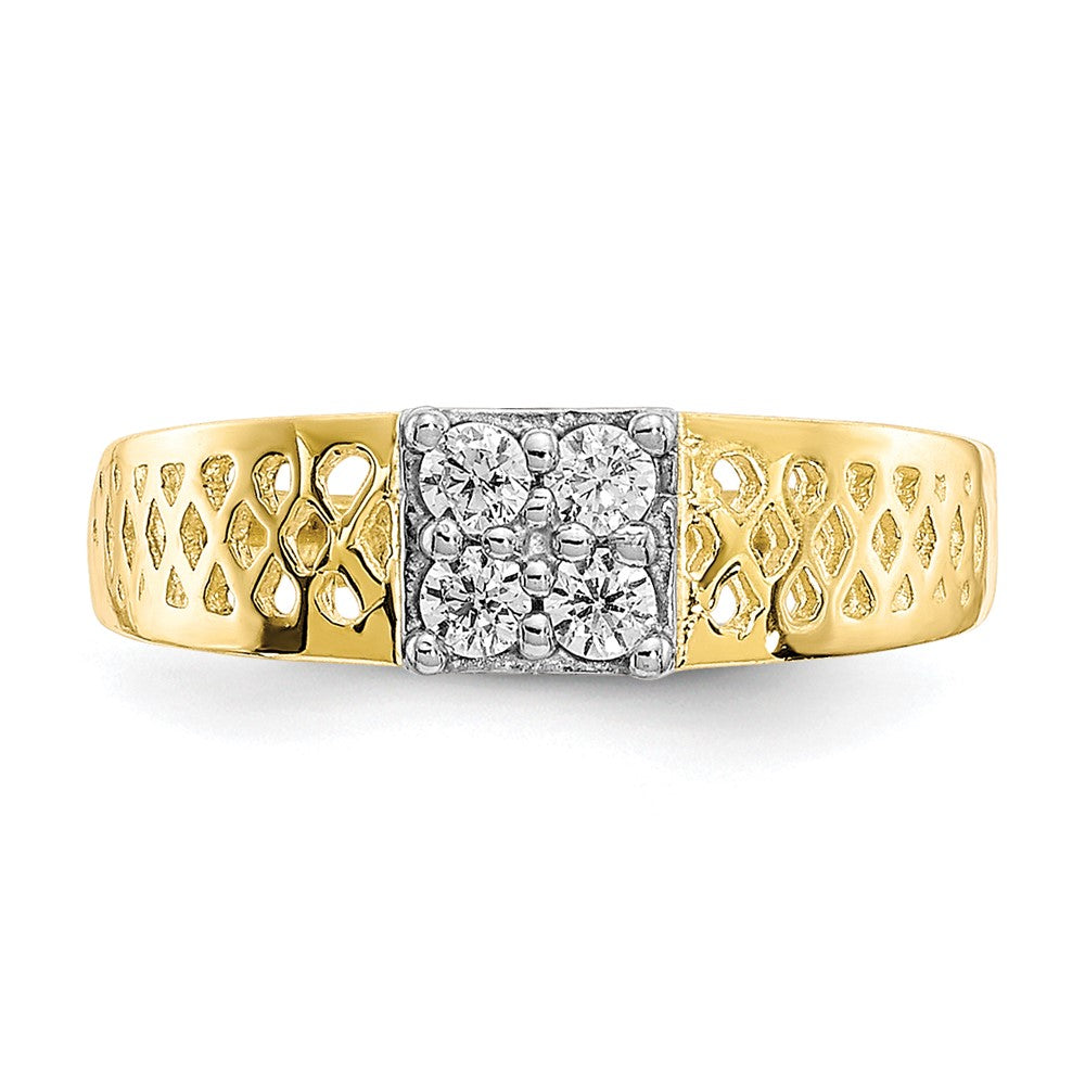 4-Stone CZ and Lattice Baby Ring - WBC