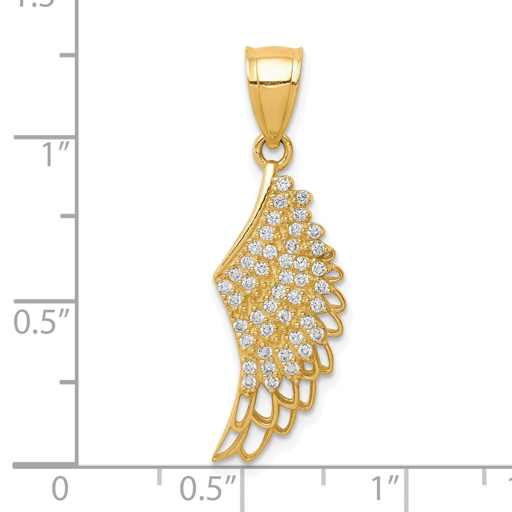 CZ Micropave Angel Wing Pendant - WBC