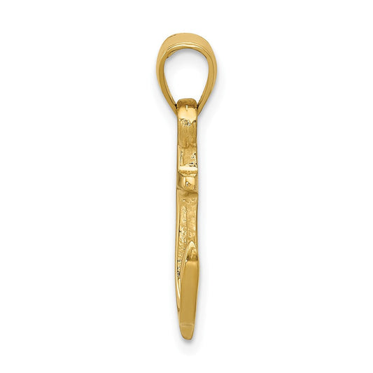 10K Gold Anchor Pendant, 13mm