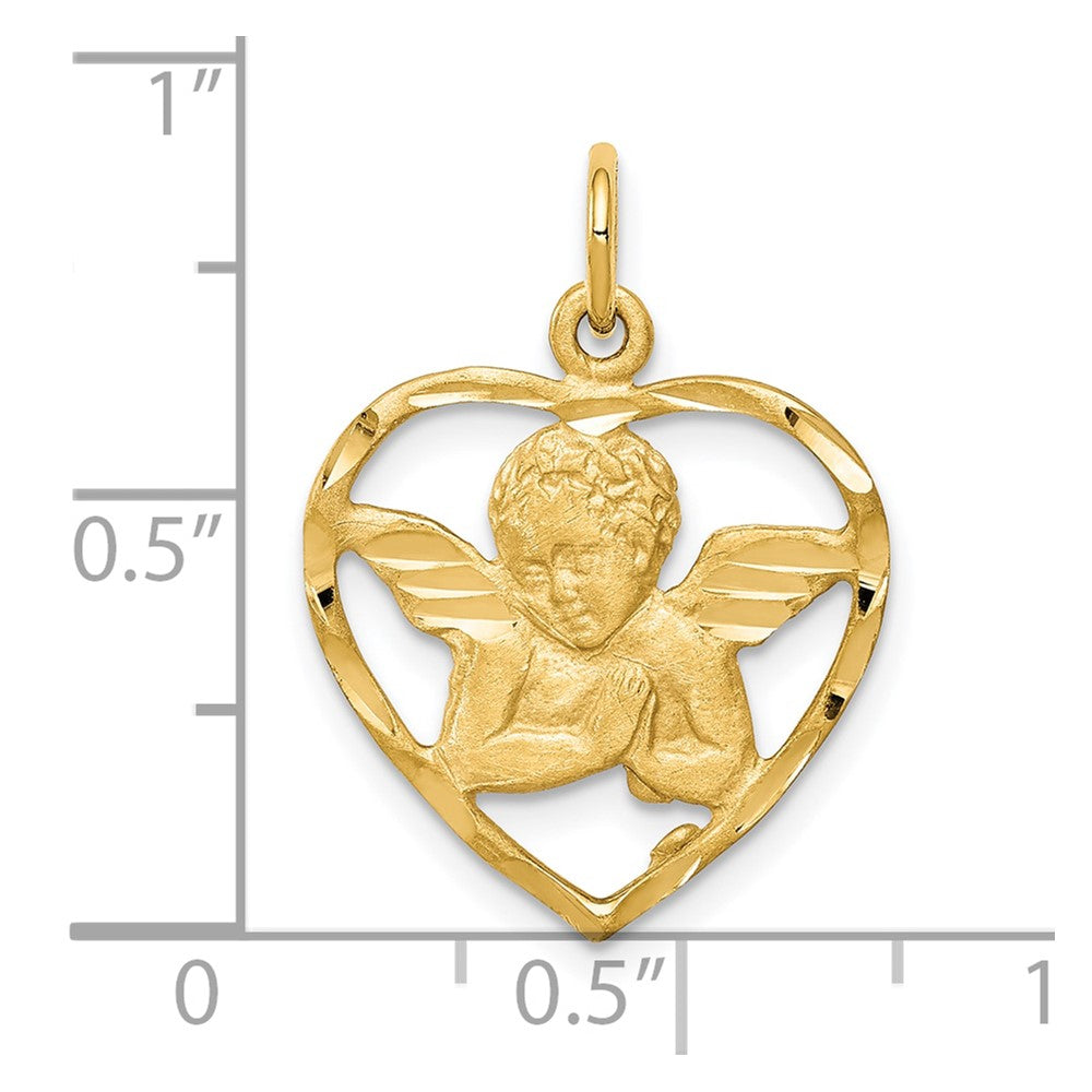 Satin Diamond-cut Angel in Heart Charm - WBC