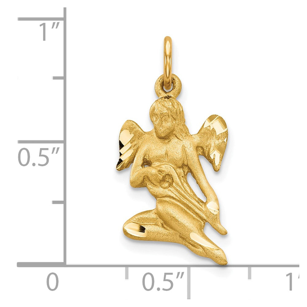 Satin Diamond-cut Angel Playing Lute Charm - WBC