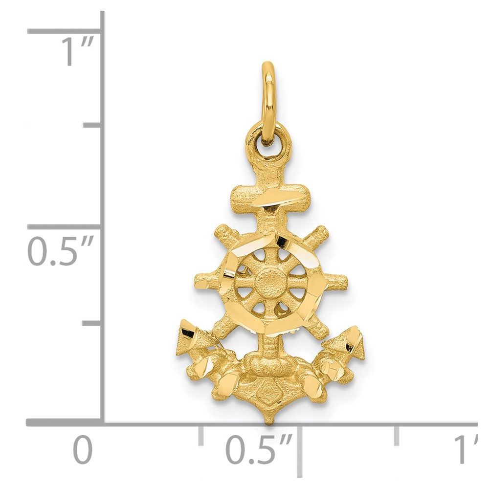 Diamond-cut Anchor and Ships Wheel Charm - WBC