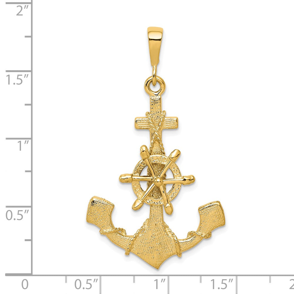 Large Moveable Ships Wheel on Anchor Pendant - WBC