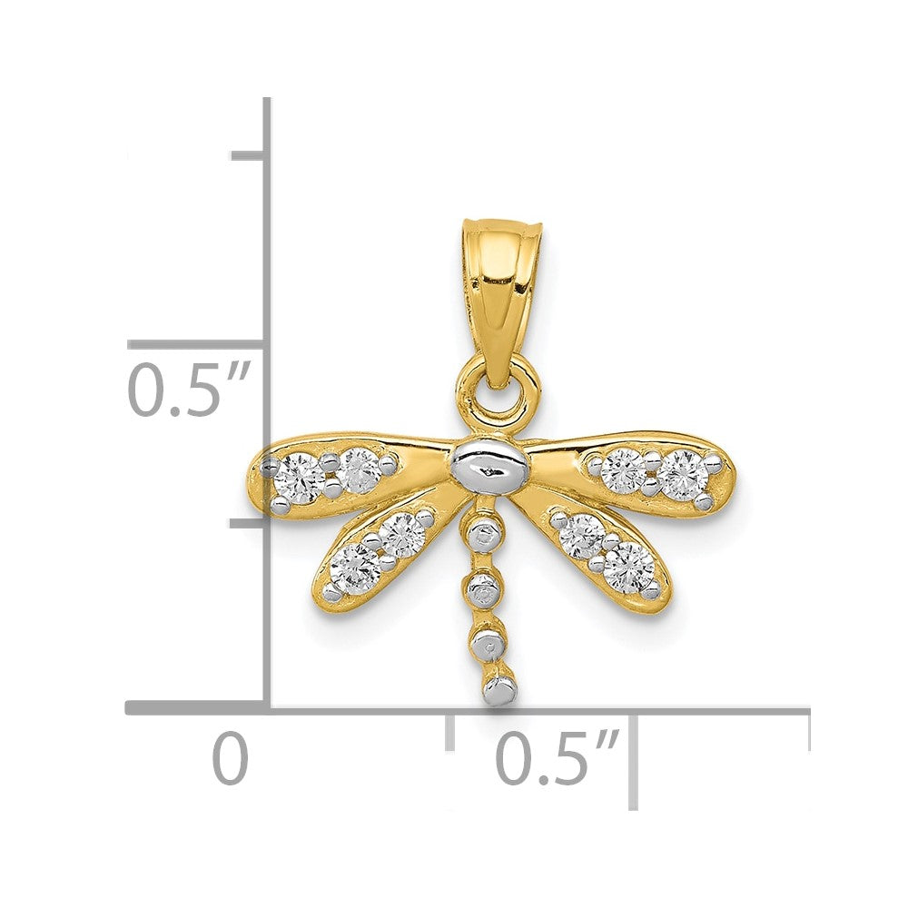 and Rhodium CZ Dragonfly Charm - WBC