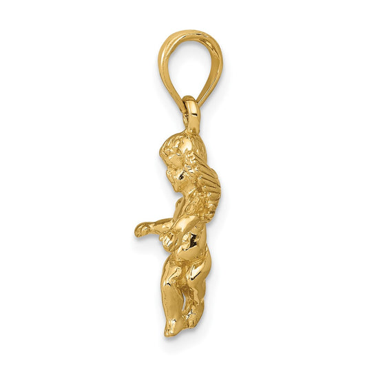 3-D Polished Solid Angel Pendant - WBC