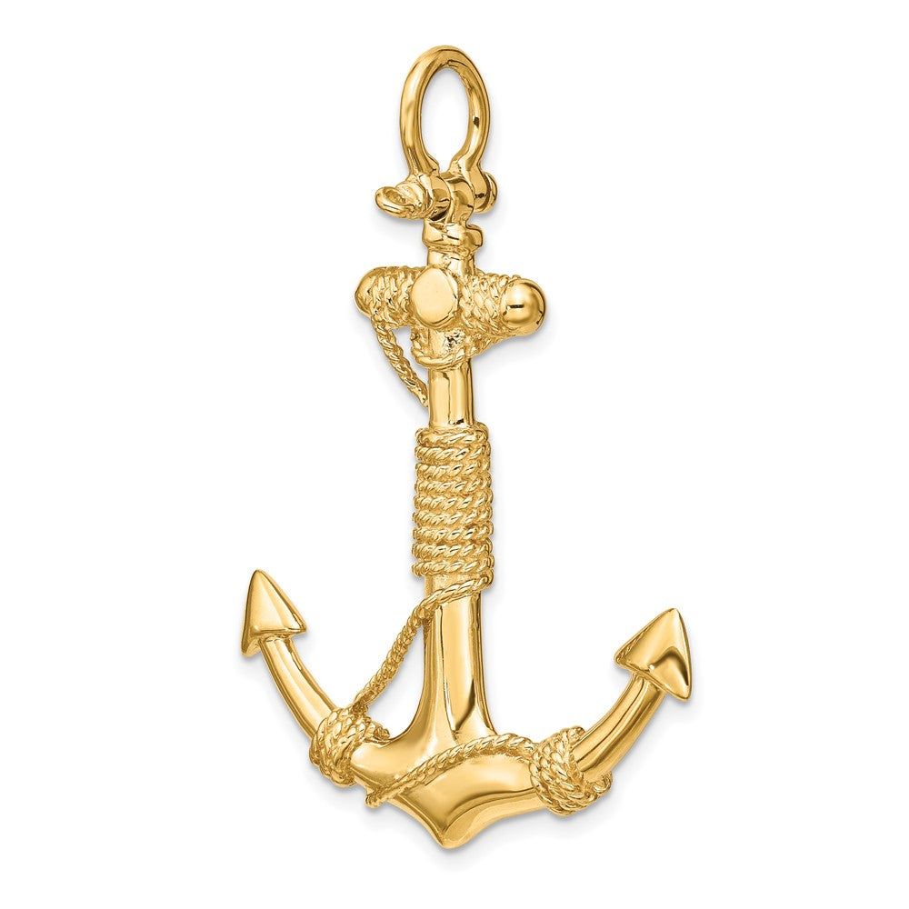 3-D Solid Anchor with Rope and Shackle Bail Pendant - WBC