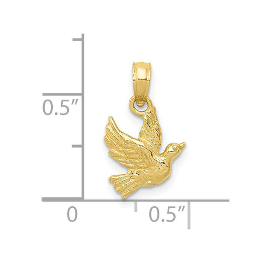 10K Gold Flying Dove Plover Pendant, 10mm