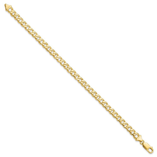 10K Solid Gold Hand-polished Fancy Curb Link Bracelet, 6mm, Lobster Clasp