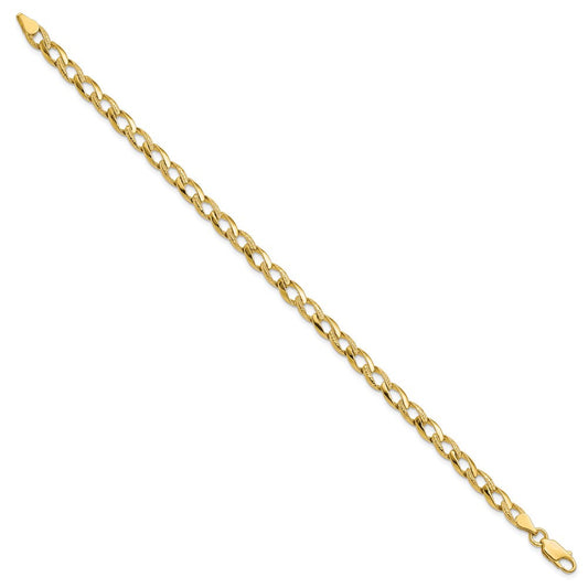 10K Solid Gold Fancy Polished & Textured Curb Link Bracelet, 5.25mm