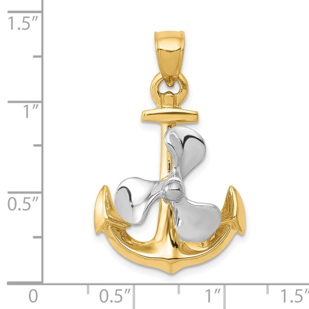 Two-tone 3-D Anchor with Moveable Propeller Pendant - WBC