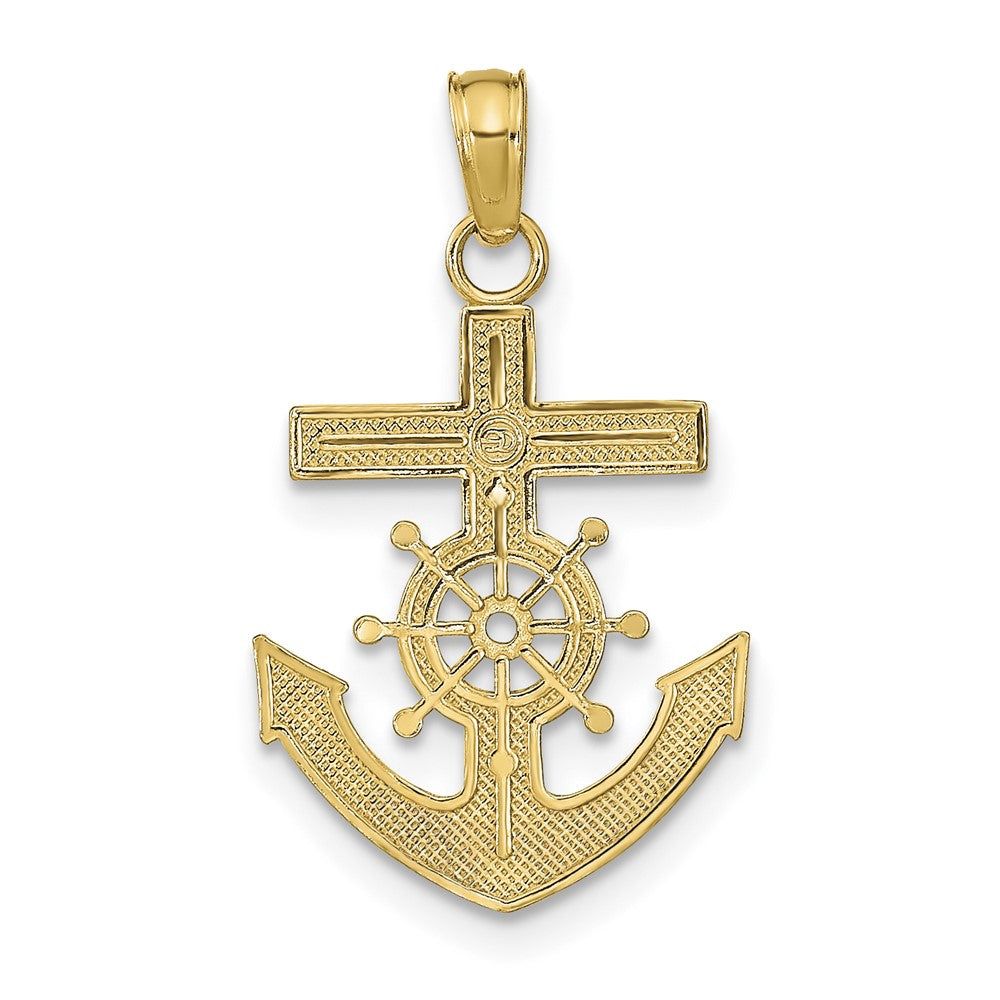 Mariners Cross / Anchor with Ships Wheel Pendant - WBC