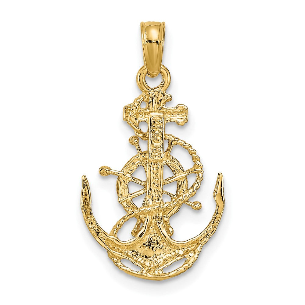 Small Anchor with Ships Wheel and Rope Pendant - WBC