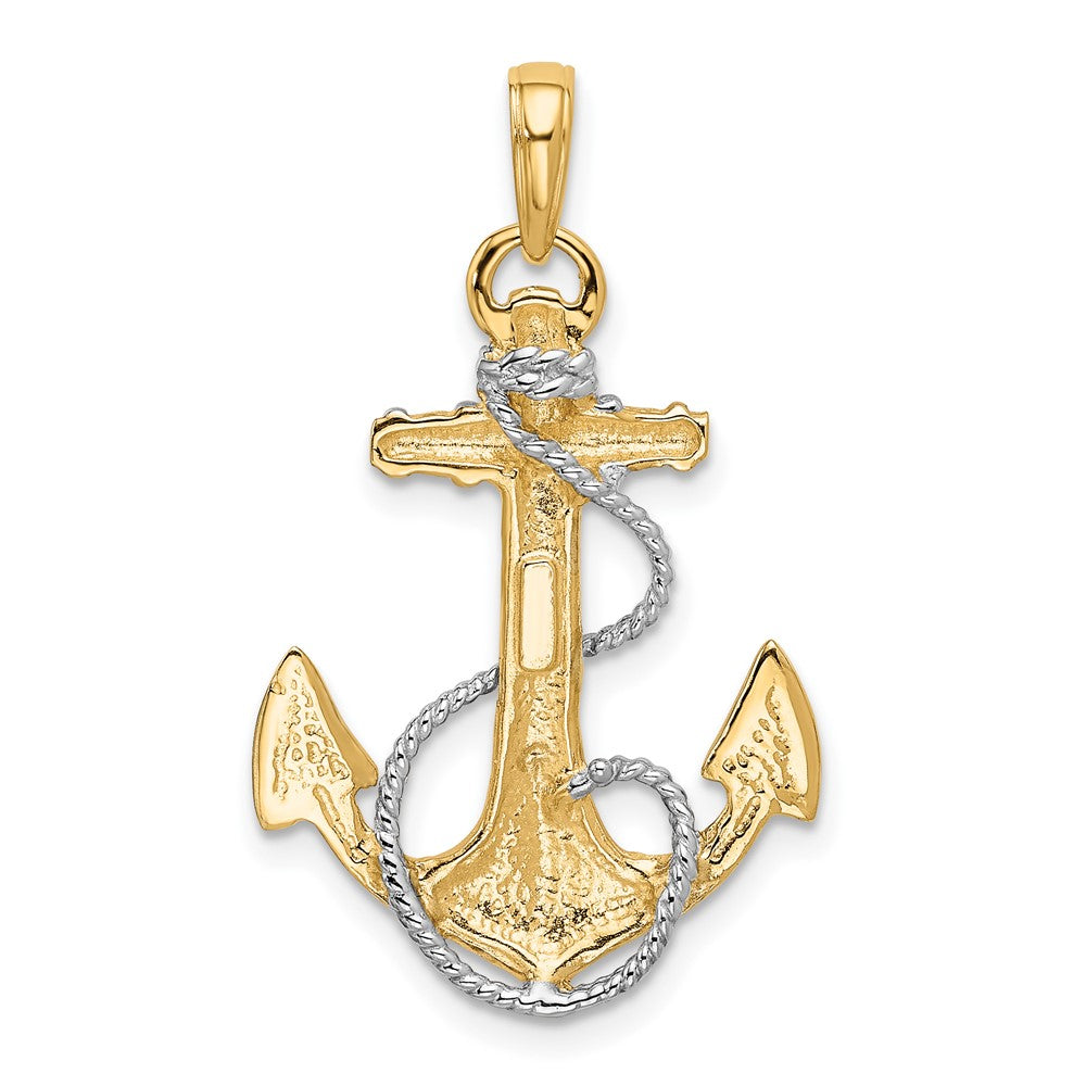 and Rhodium Anchor with Rope Pendant - WBC