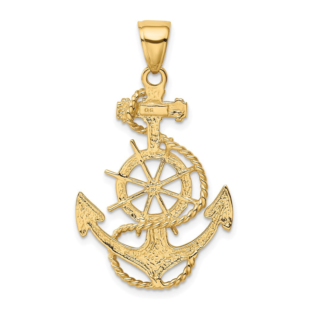 Large Anchor with Ships Wheel and Rope Pendant - WBC