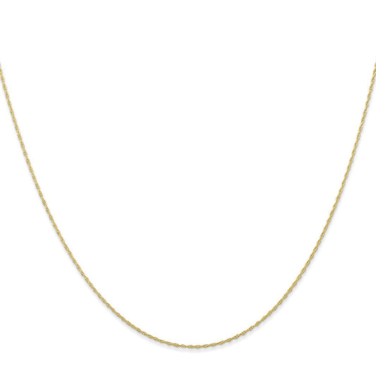 10K Gold Cable Rope Chain, 0.5mm, Spring Ring Clasp