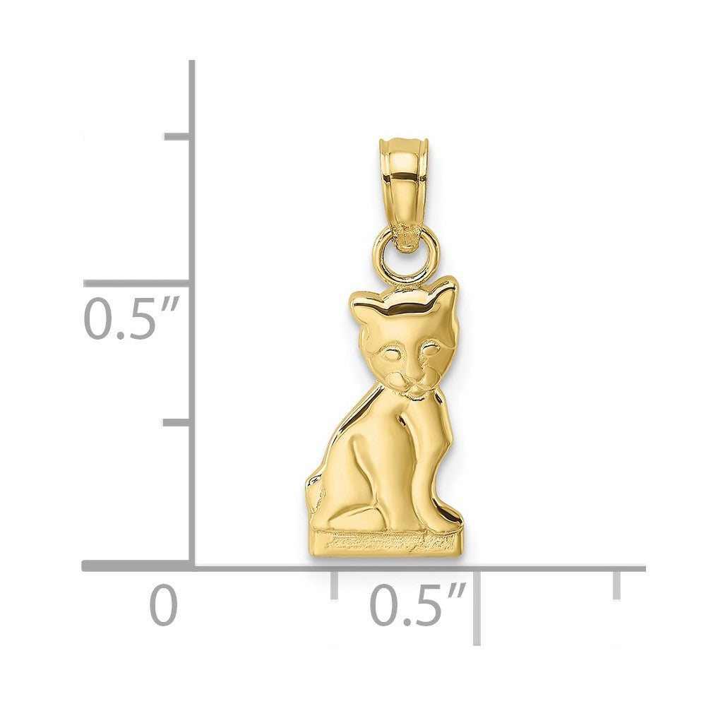 14K Gold Mini Sitting Kitten Charm, 6.8mm