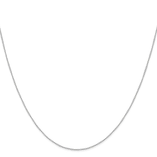 10K Solid White Gold Curb Chain, 0.42mm, Spring Ring Clasp