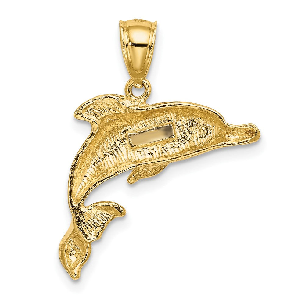 2-D Polished and Engraved Dolphin Charm - WBC