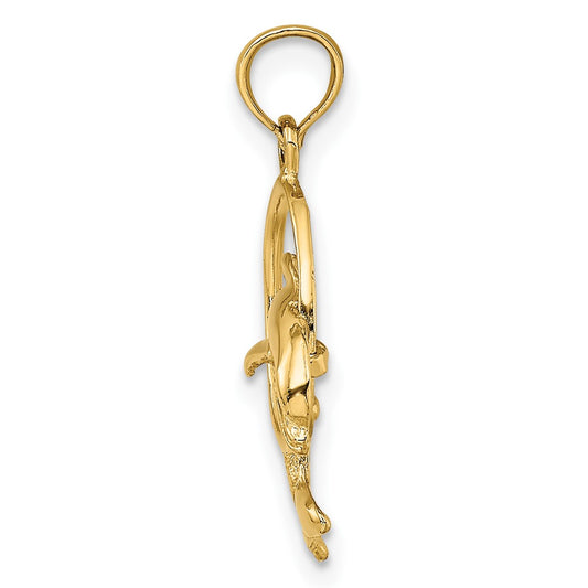 Polished Dolphin Jumping Through Hoop Charm - WBC
