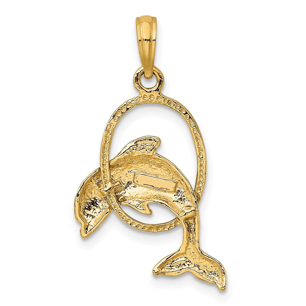 Polished Dolphin Jumping Through Hoop Charm - WBC