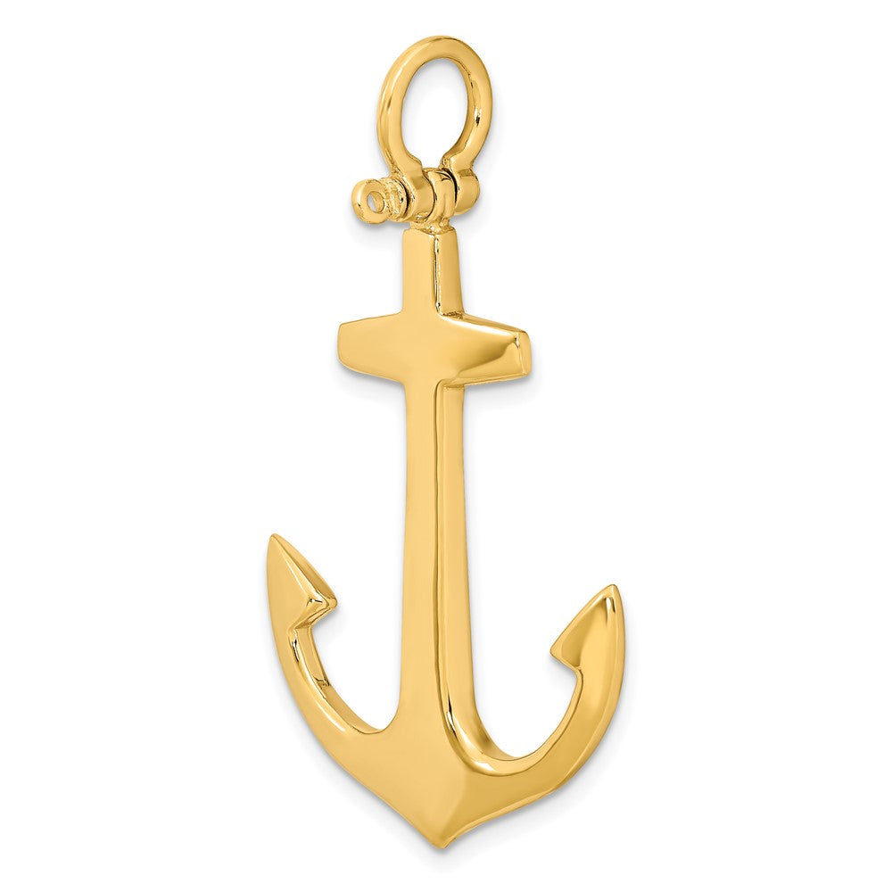 3-D Polished Large Anchor with Shackle Bail Charm - WBC