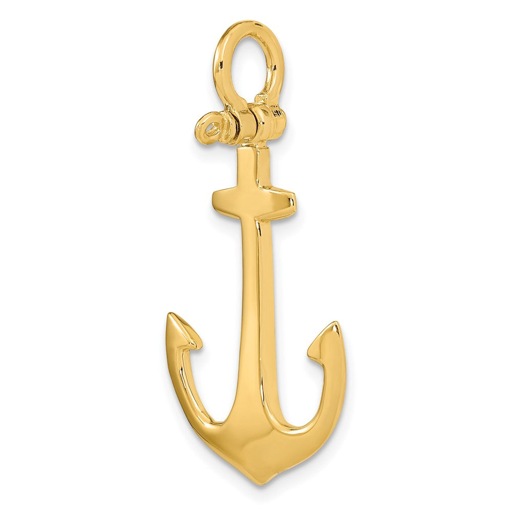 3-D Polished Anchor with Shackle Bail Charm - WBC