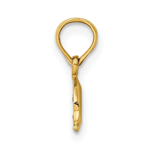 10K Gold 2-D Mini Double Dolphins Swimming Charm, 9.45mm