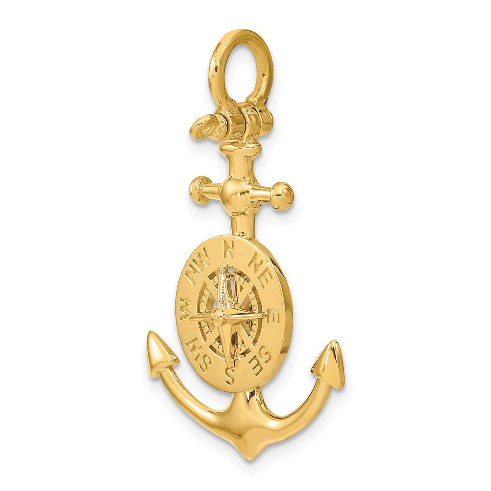 Large 3-D Anchor with Nautical Compass and Shackle Bail Pendant - WBC