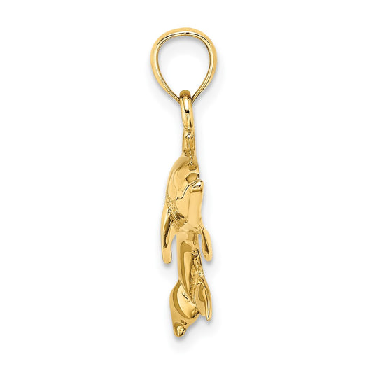 2-D Polished Swimming Dolphin Charm - WBC