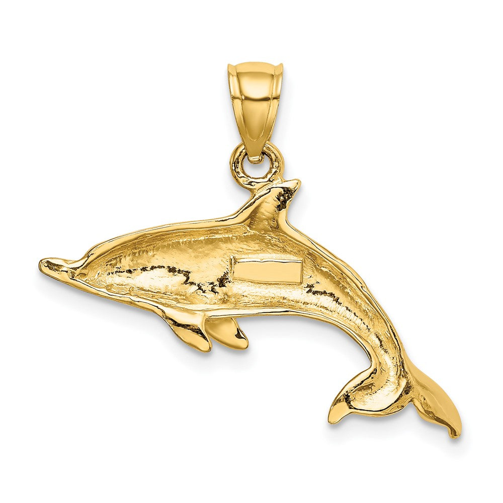 2-D Polished Swimming Dolphin Charm - WBC
