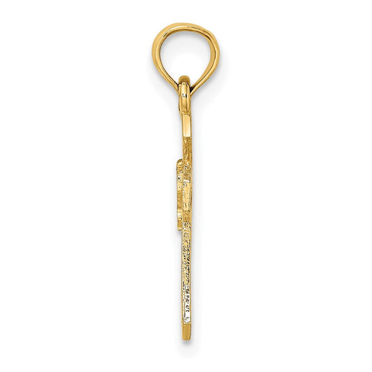 Plume 10K Gold Cut-Out Cross with Dove Charm, 11mm