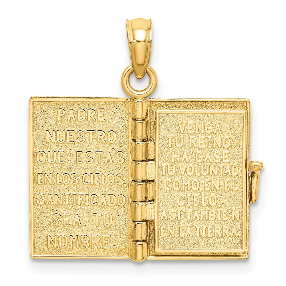 3-D Moveable Pages SANTA BIBLIA Bible Opens with Lords Prayer in Spanish Inside Pendant - WBC
