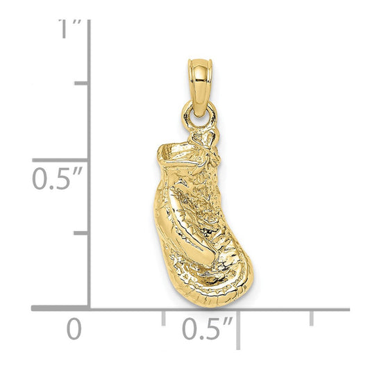 10K Gold 2-D Polished & Textured Single Boxing Glove Charm, 7.7mm