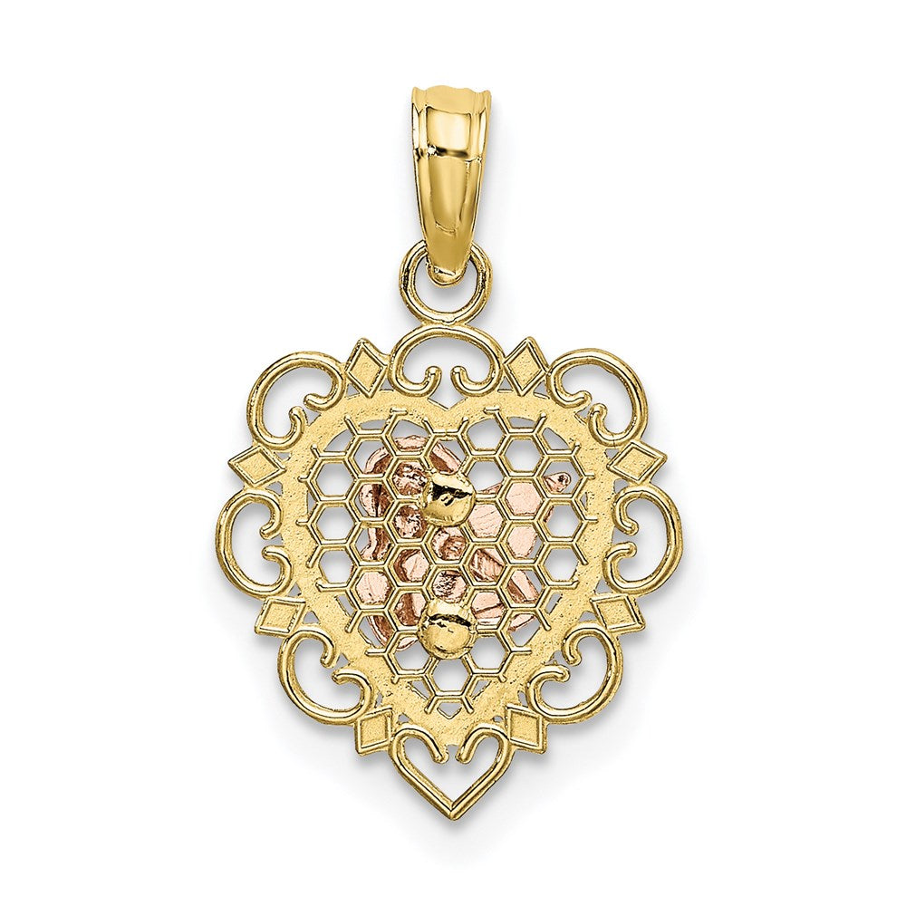 Two-tone and Rhodium Small Angel In Scalloped Heart Charm - WBC