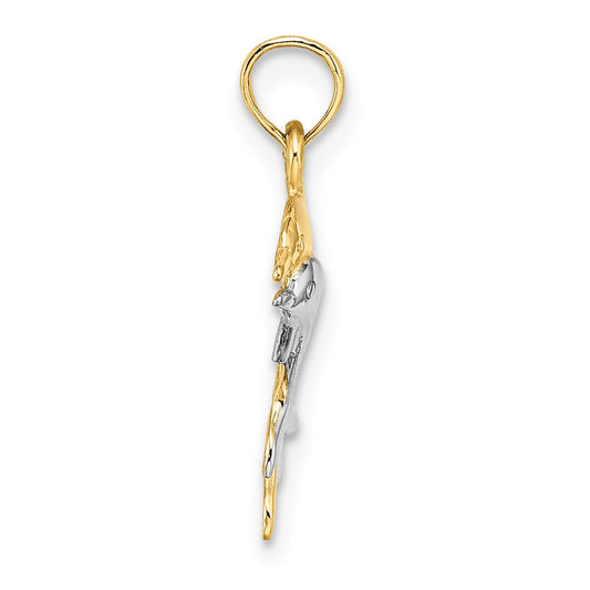 with Rhodium 2-D Polished Two Dolphins Charm - WBC