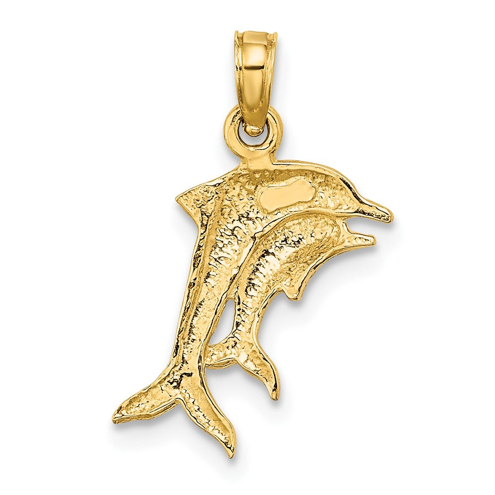 with Rhodium 2-D Polished Two Dolphins Charm - WBC