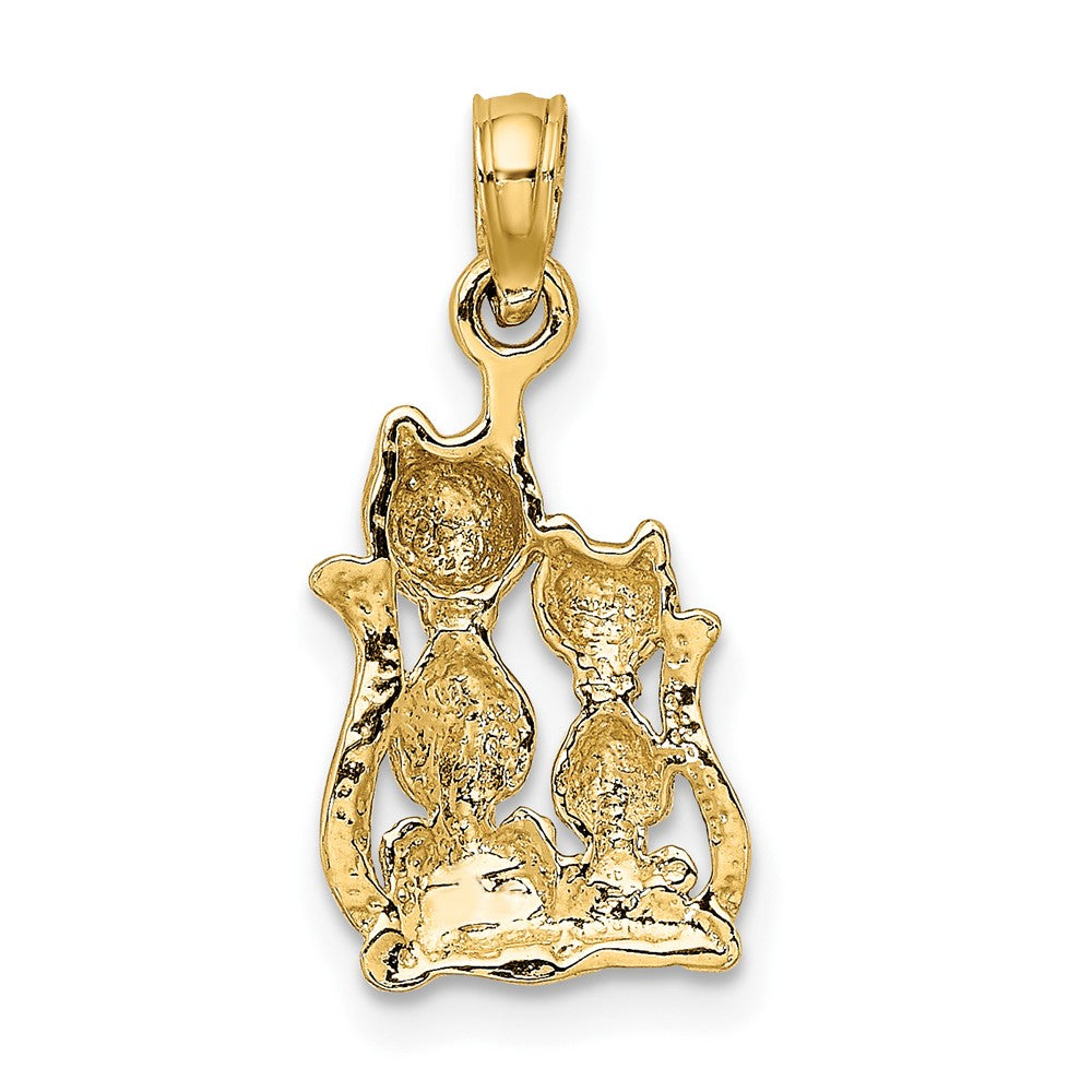 and Rhodium Polished Cat and Kitten Charm - WBC