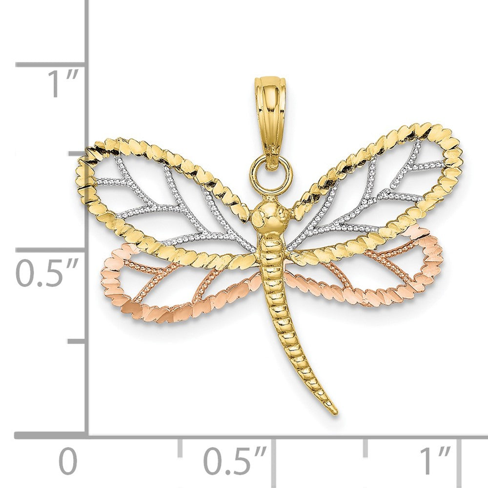Tri-Color Dragonfly with Beaded Diamond-cut Wings Charm - WBC