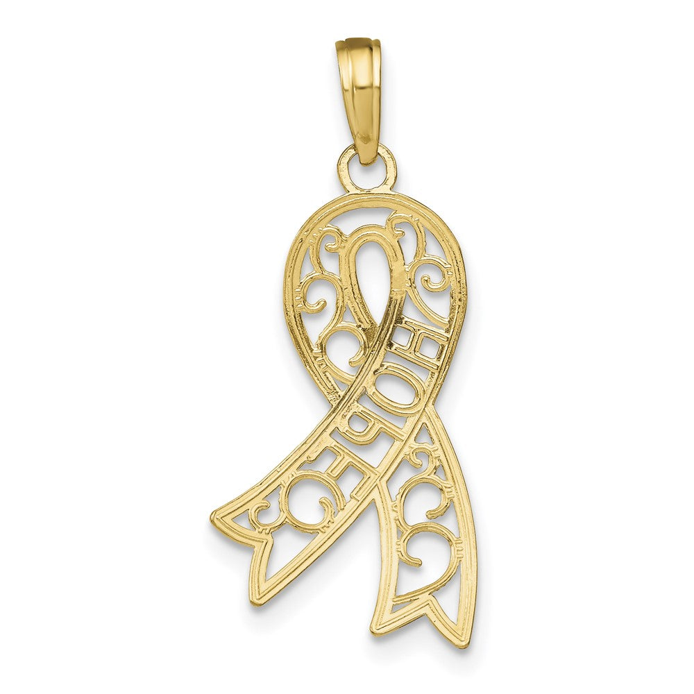 and Rhodium HOPE Filigree Awareness Ribbon Charm - WBC