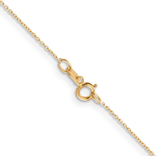 10K Solid Gold Diamond-Cut Round Open Link Cable Chain, 0.6mm