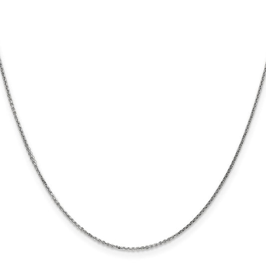 10K Solid White Gold Diamond-Cut Cable Chain, 0.95mm, Lobster Clasp