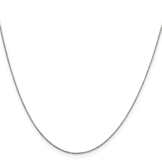 10K Solid White Gold Diamond-Cut Round Open Link Cable Chain, 0.6mm