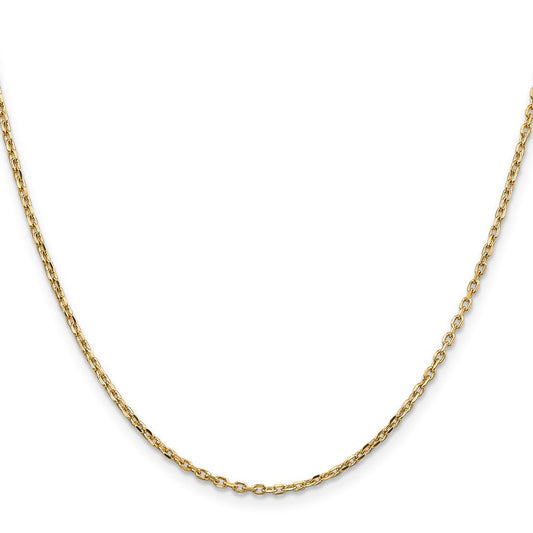 10K Solid Gold Diamond-Cut Round Open Link Cable Chain, 1.8mm, Lobster Clasp