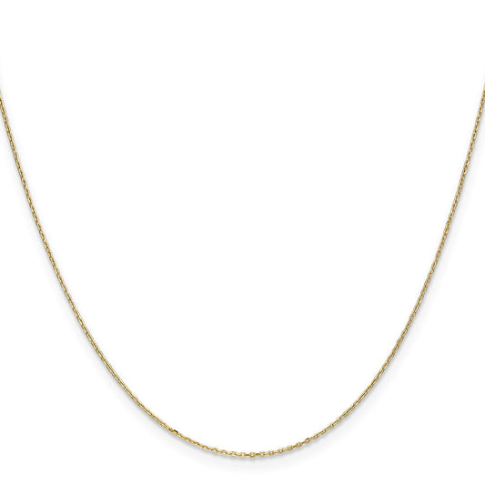 10K Solid Gold Diamond-Cut Cable with Spring Ring Clasp Chain, 0.8mm