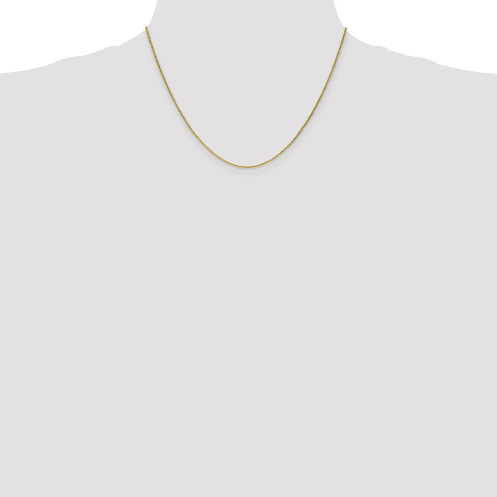 10K Solid Gold Round Open Link Cable Chain, 1.4mm, Lobster Clasp