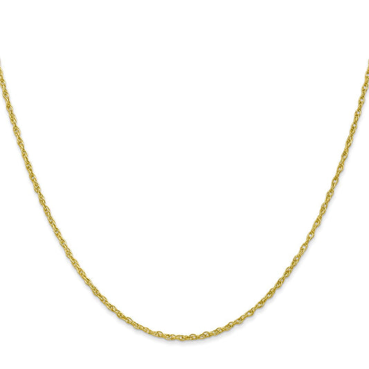10K Solid Gold Heavy-Baby Rope Chain, 1.3mm, Lobster Clasp