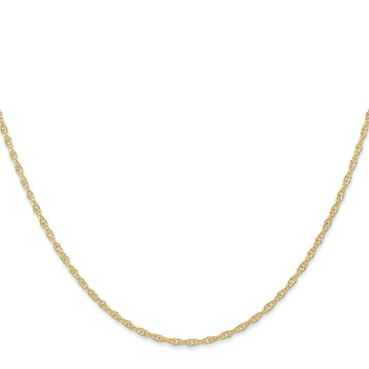 14K Solid Gold Cable Rope Chain, 1.35mm, Spring Ring Clasp